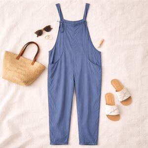 HATCH Maternity Cupro Jumpsuit Overalls Blue Size 1 Small Adjustable Straps